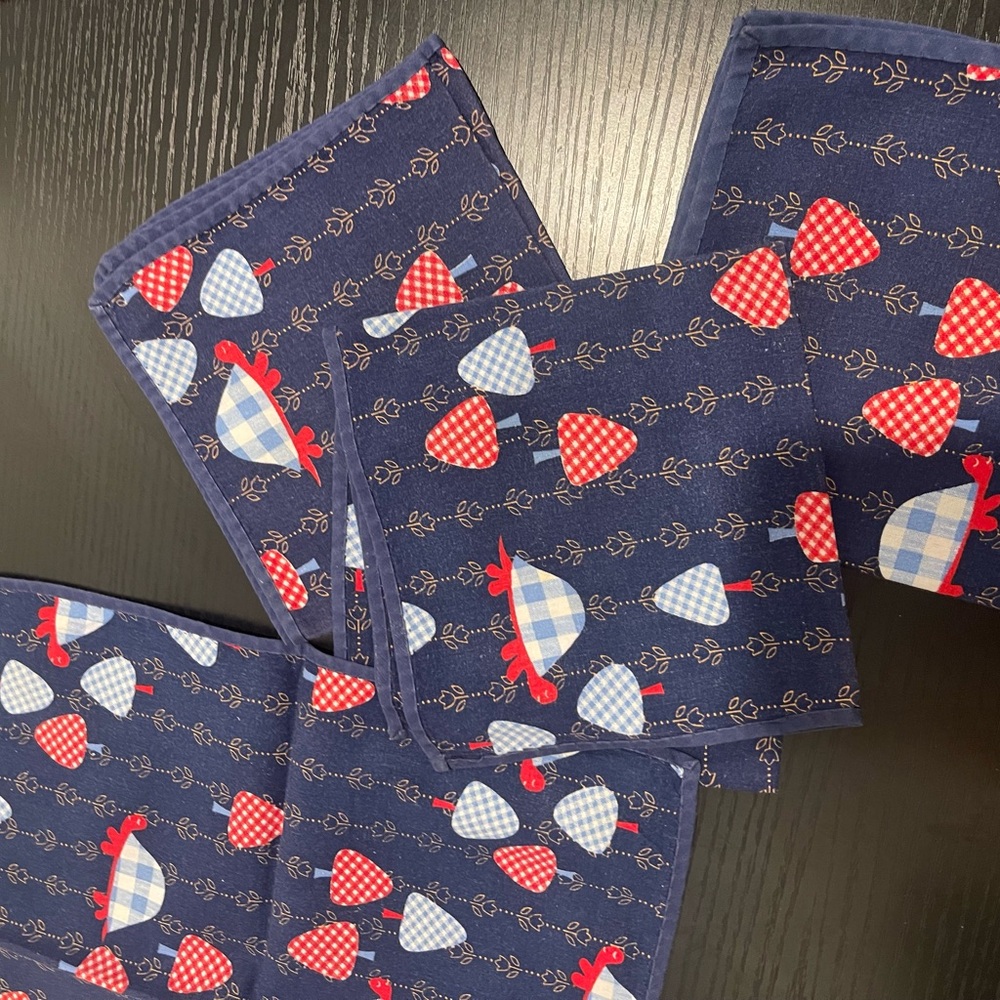 5 Kids Navy Blue Turtle Pattern Handkerchief Set - Picture 2 of 10